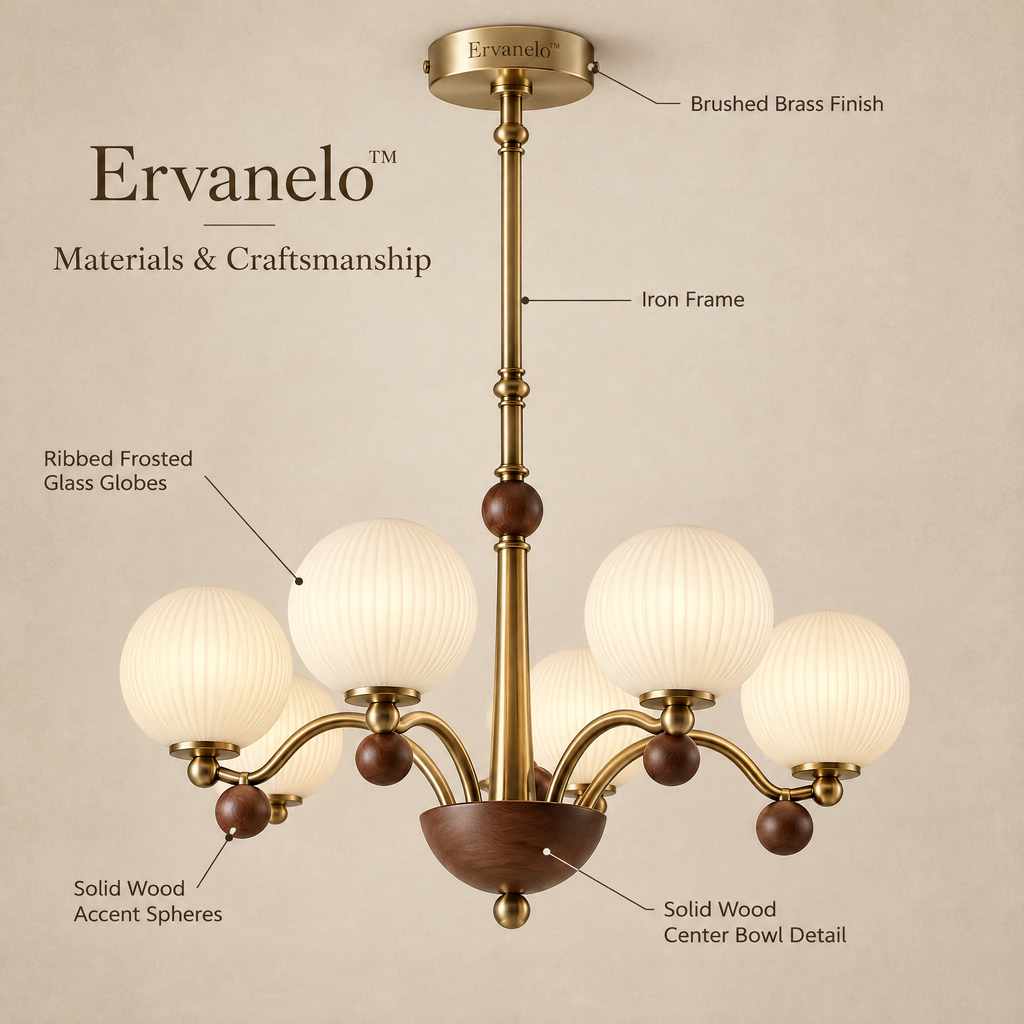 Ervanelo™ Rowan 6-Light Walnut Globe Chandelier