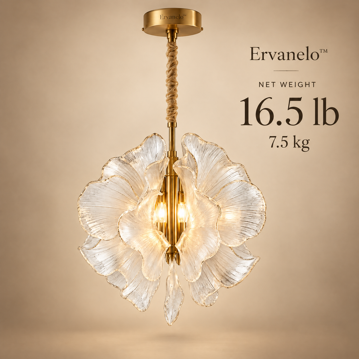 Ervanelo™ Aurelia 3-Light Petal Glass Pendant Chandelier