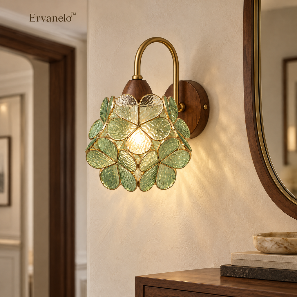 Ervanelo™ Verdelle Botanical Art Glass Wall Sconce