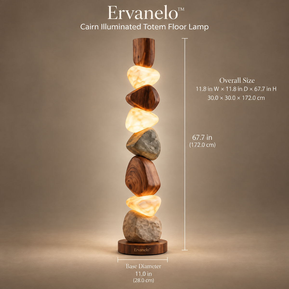 Ervanelo™ Cairn Illuminated Totem Floor