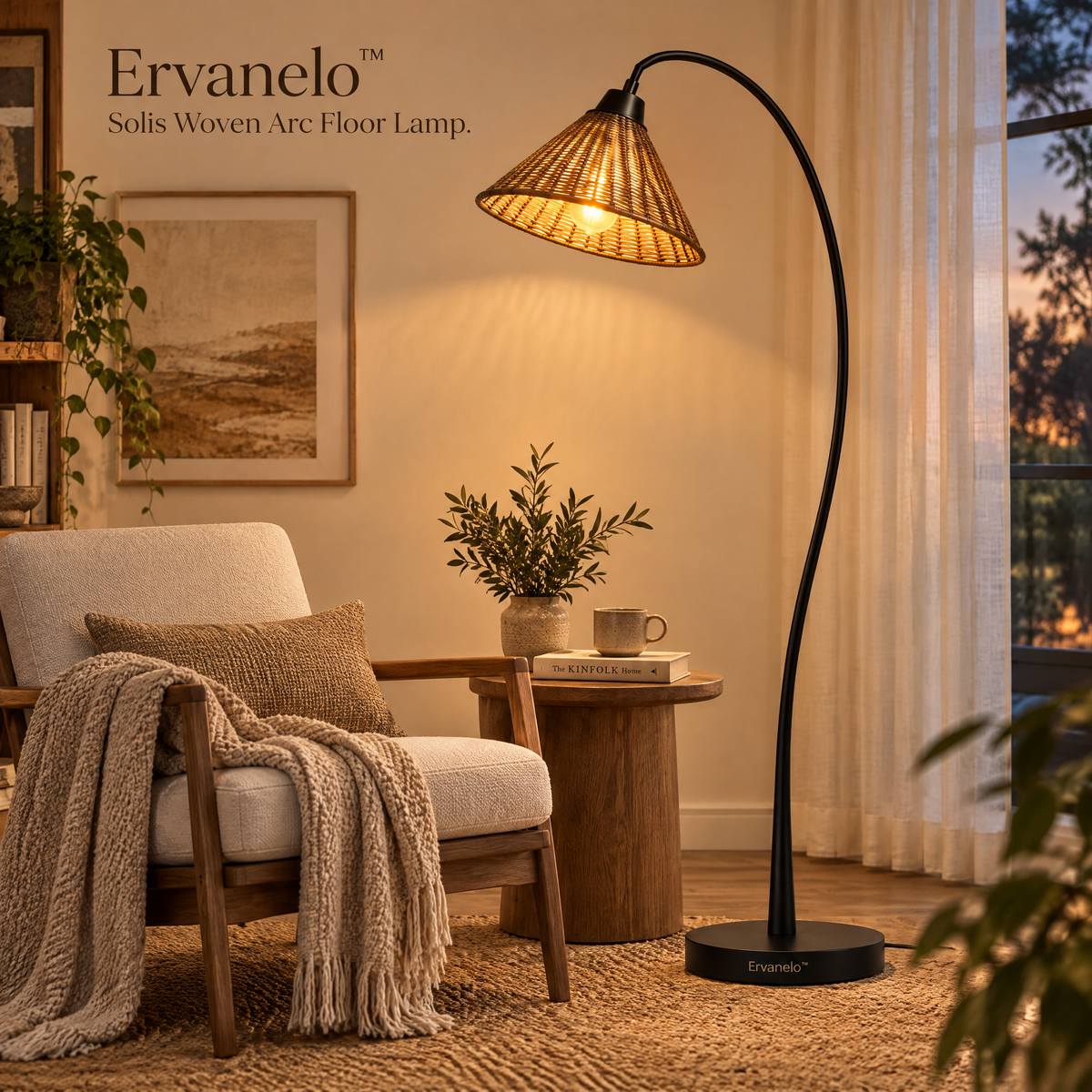 Ervanelo™ Solis Woven Arc Floor Lamp