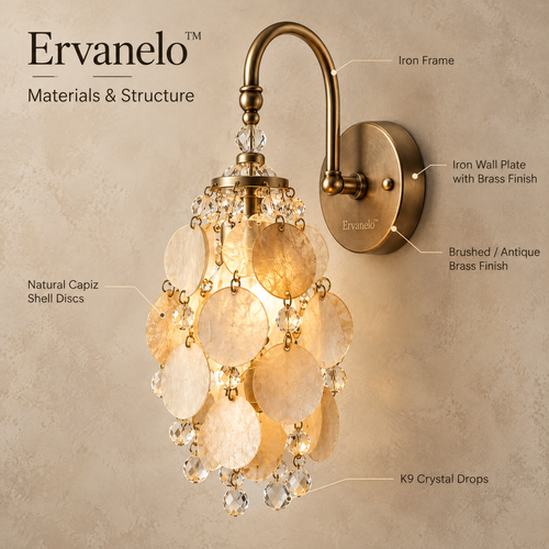 Ervanelo™ Aurevia Capiz Crystal Wall Sconce
