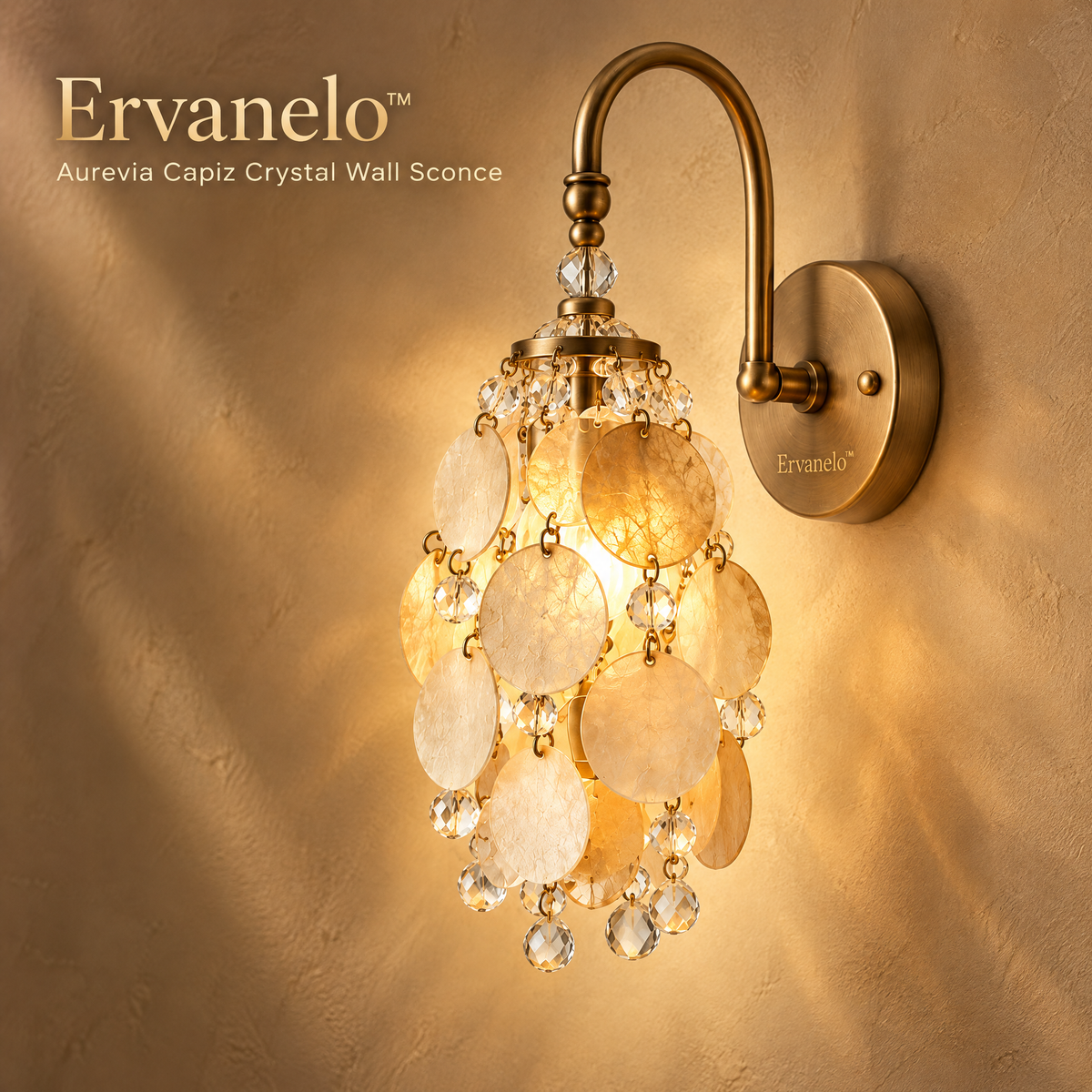 Ervanelo™ Aurevia Capiz Crystal Wall Sconce