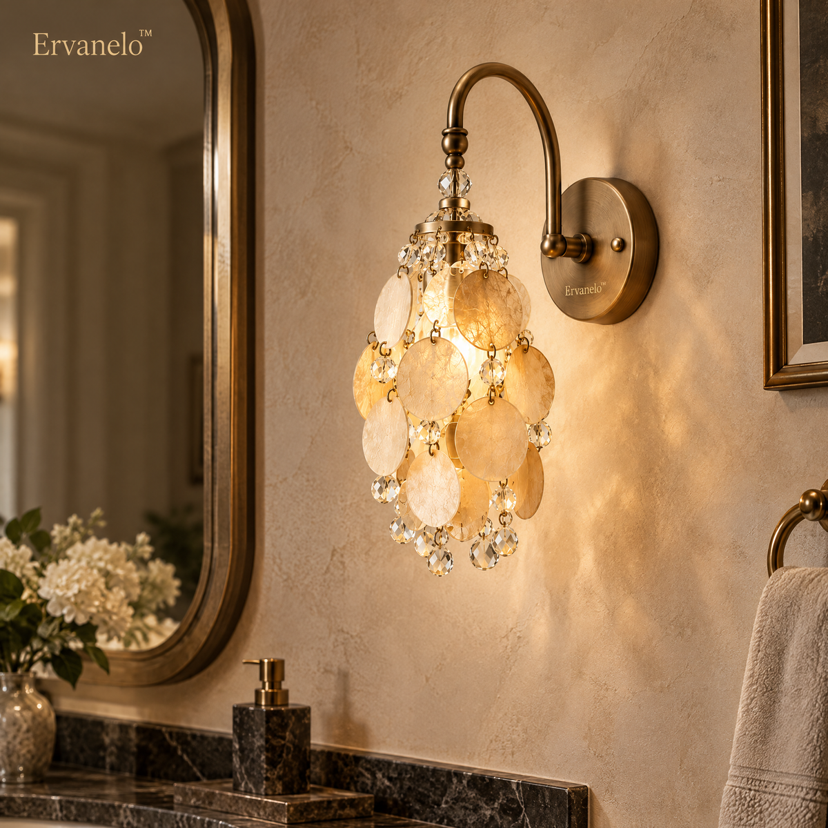 Ervanelo™ Aurevia Capiz Crystal Wall Sconce