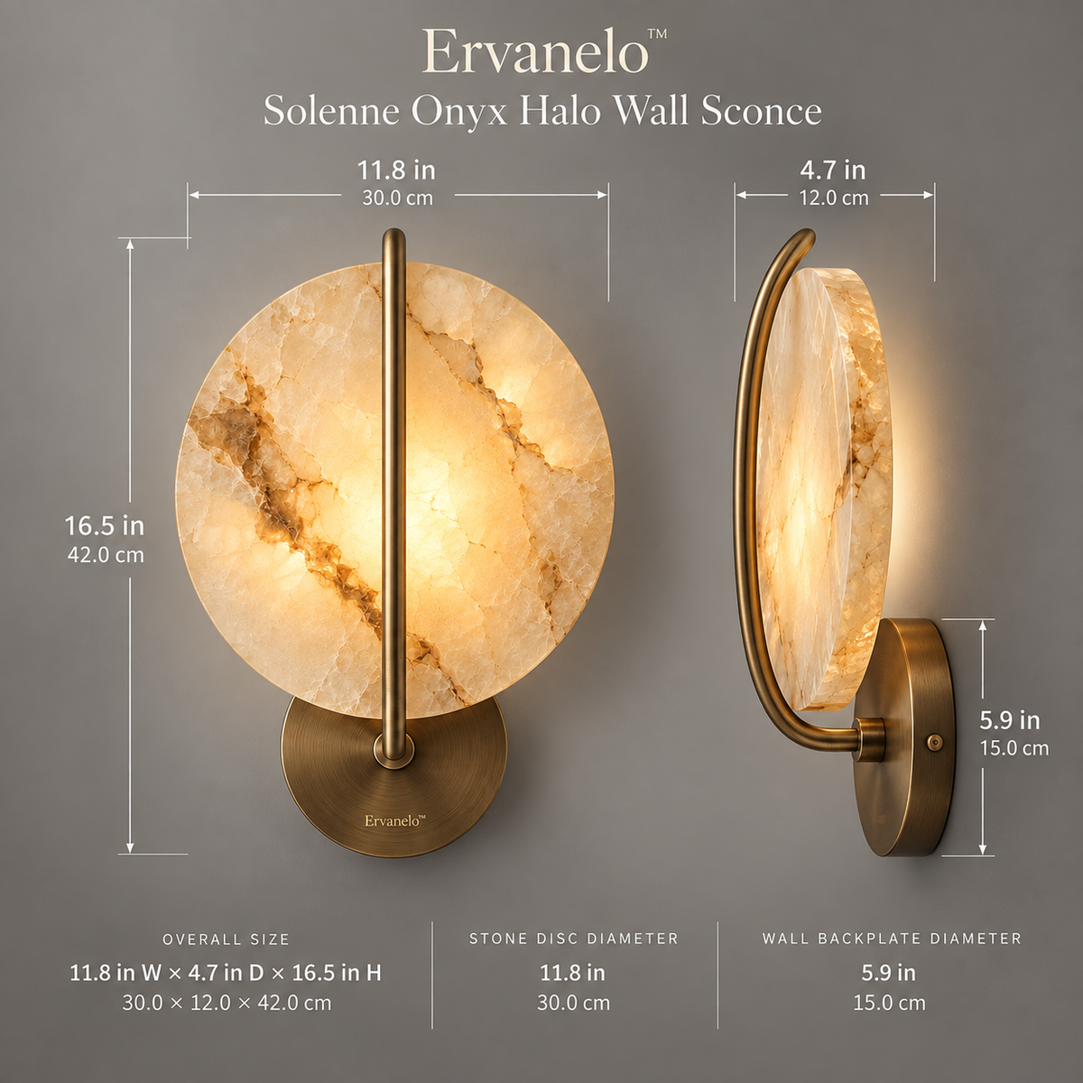 Ervanelo™ Solenne Onyx Halo Wall Sconce