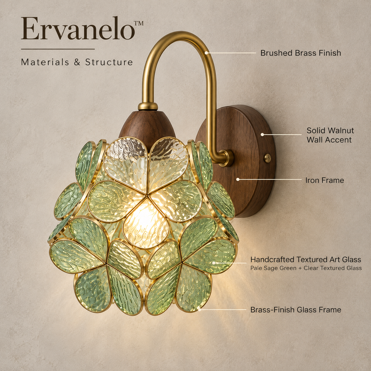 Ervanelo™ Verdelle Botanical Art Glass Wall Sconce
