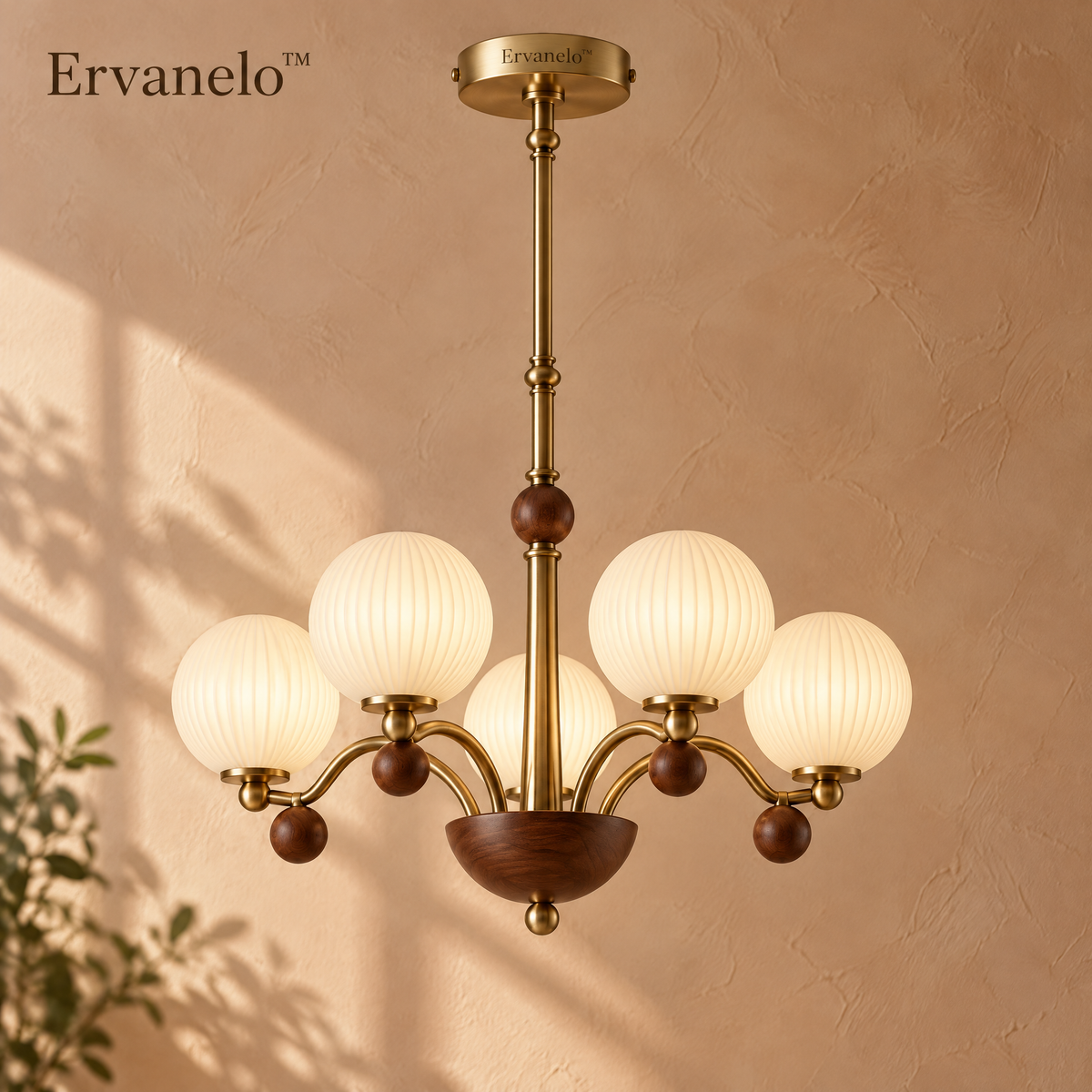 Ervanelo™ Rowan 6-Light Walnut Globe Chandelier