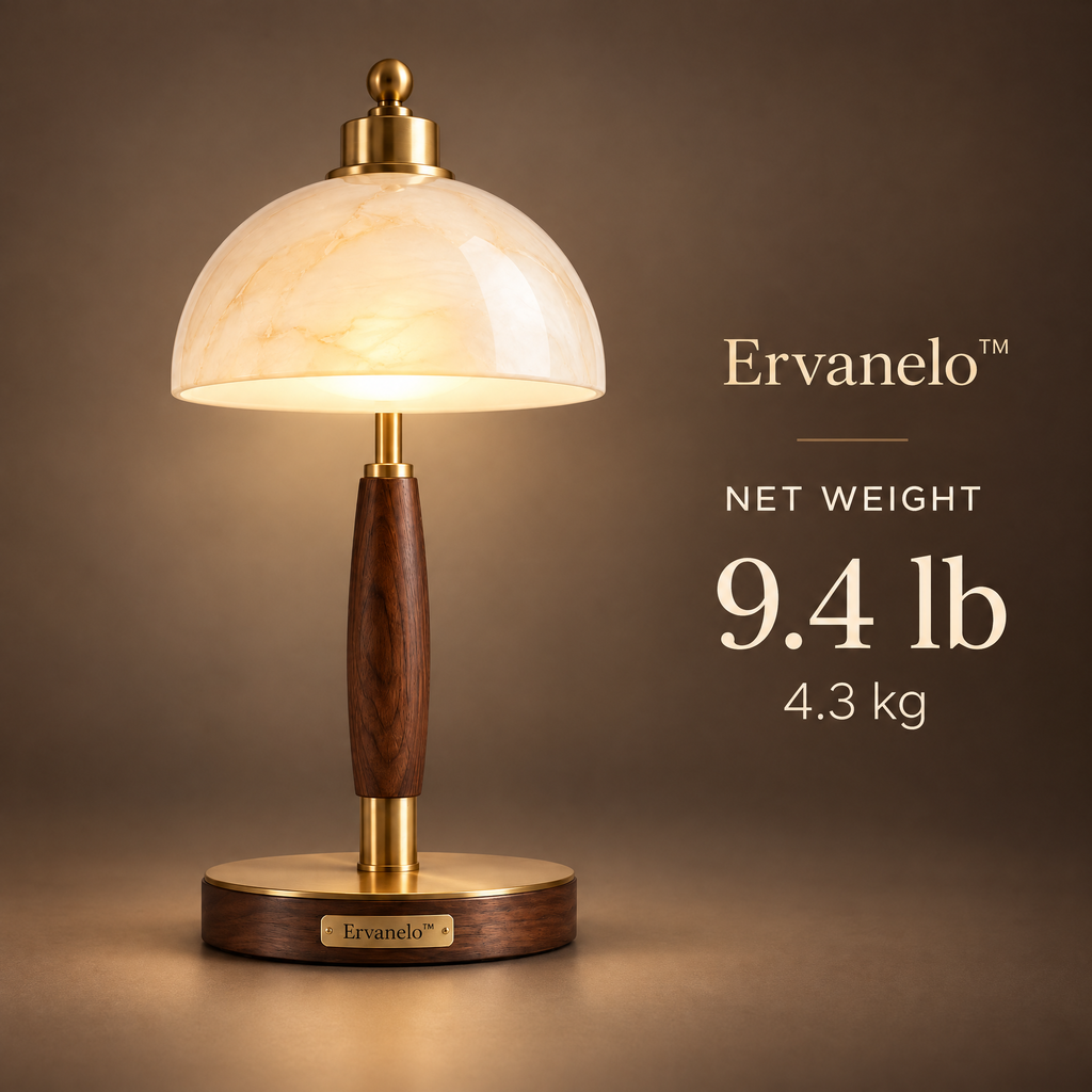 Ervanelo™ Liora Brass & Walnut Dome Table Lamp