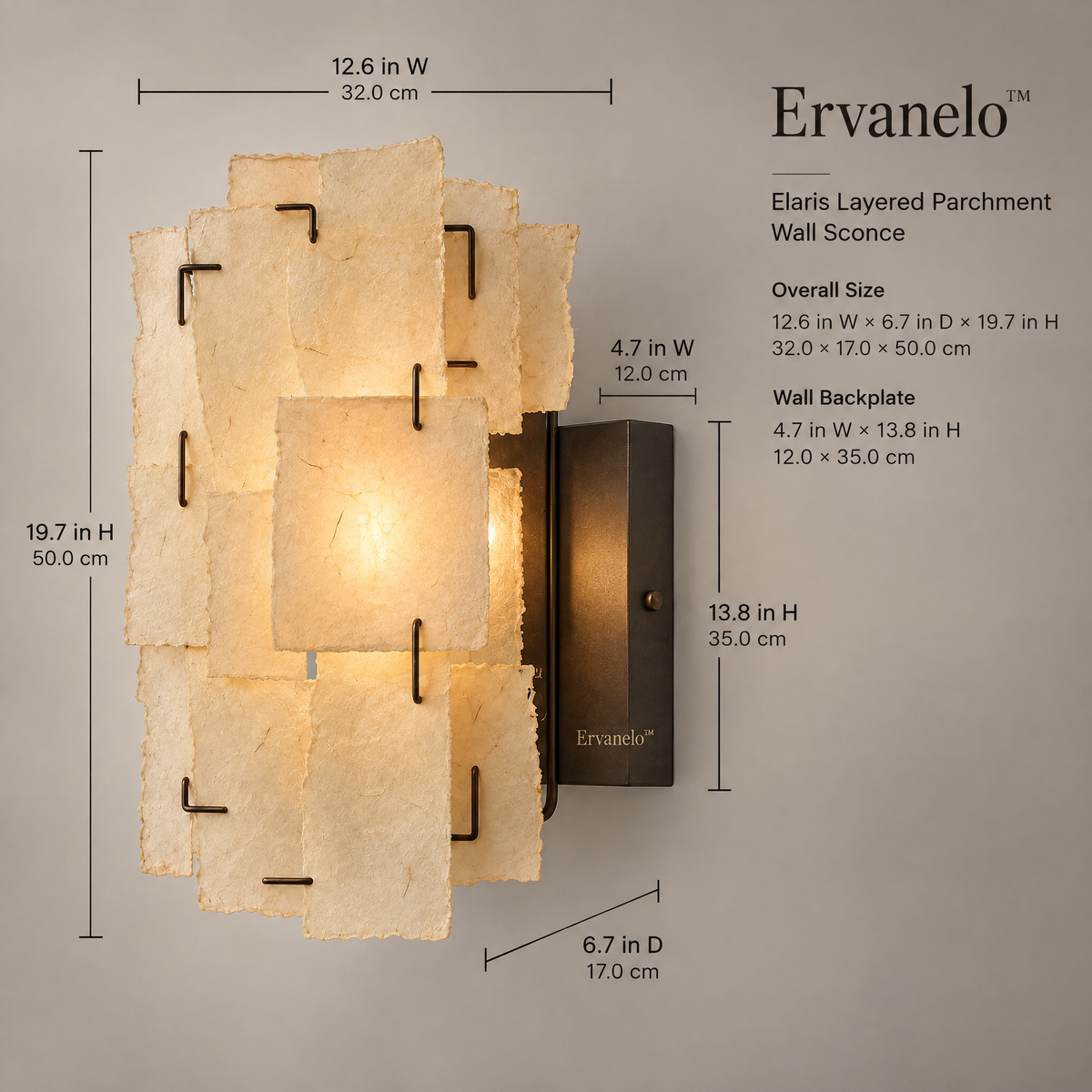 Ervanelo™ Elaris Layered Parchment Wall Sconce