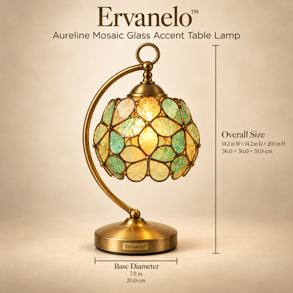 Ervanelo™ Aureline Mosaic Glass Accent Table Lamp