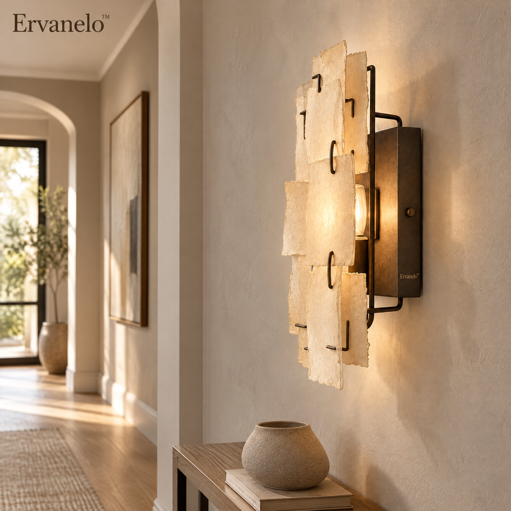 Ervanelo™ Elaris Layered Parchment Wall Sconce