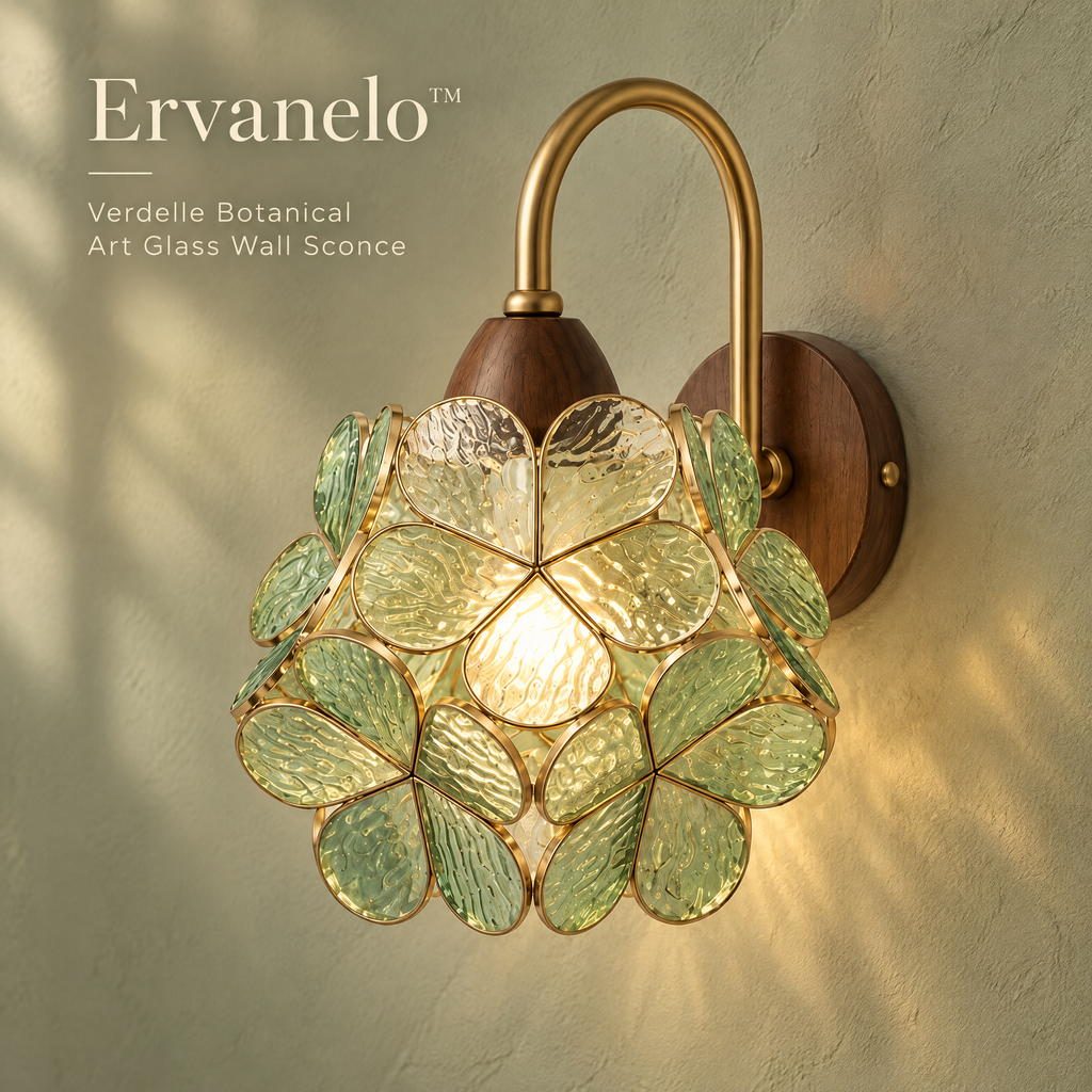 Ervanelo™ Verdelle Botanical Art Glass Wall Sconce