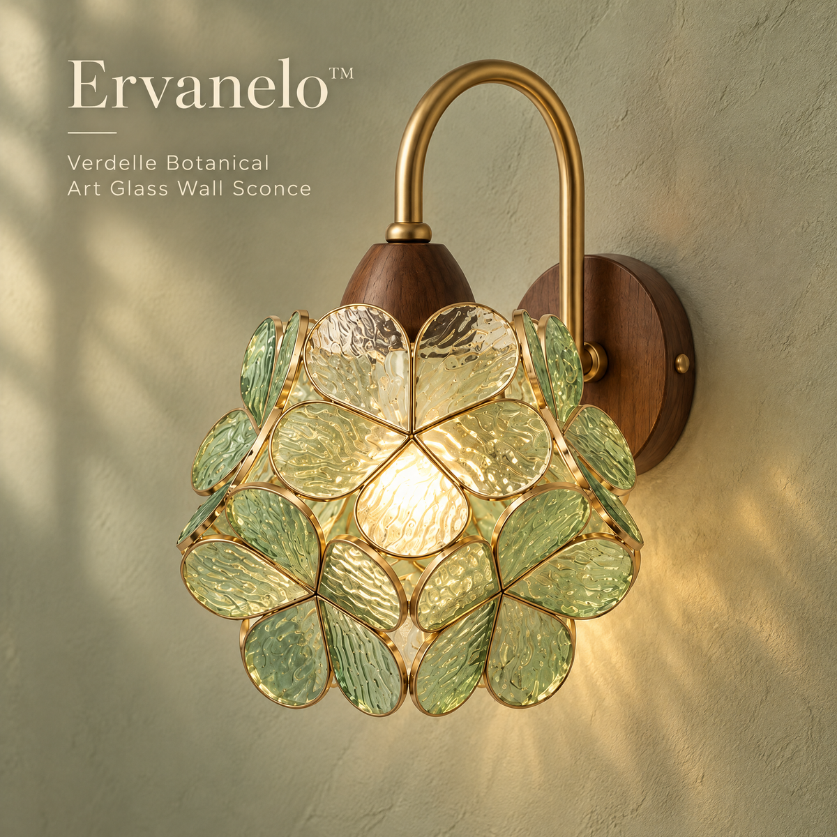 Ervanelo™ Verdelle Botanical Art Glass Wall Sconce