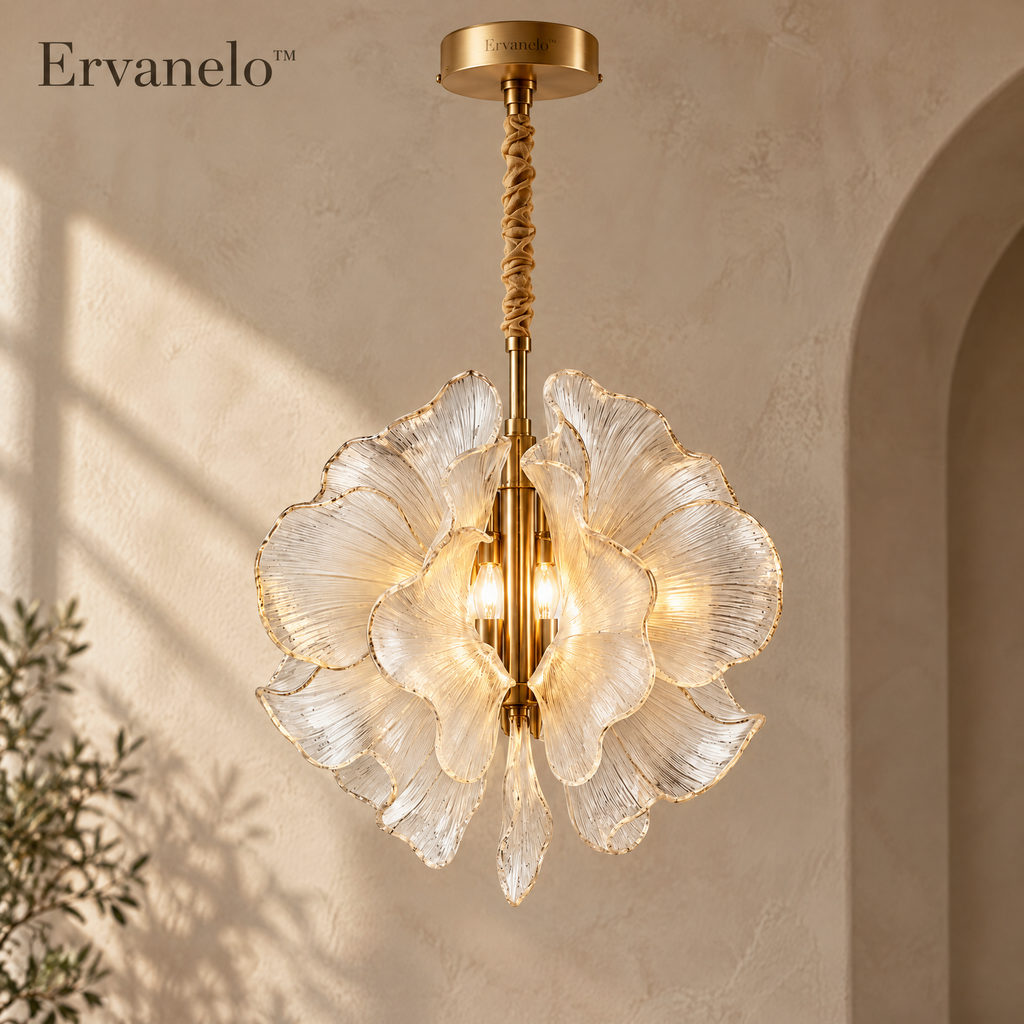 Ervanelo™ Aurelia 3-Light Petal Glass Pendant Chandelier