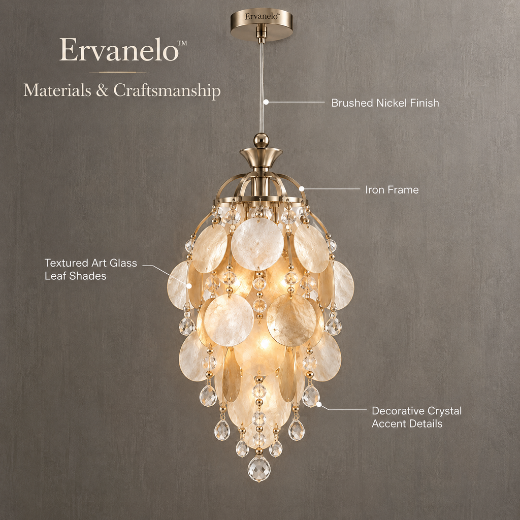 Ervanelo™ Elara 7-Light Crystal Leaf Chandelier