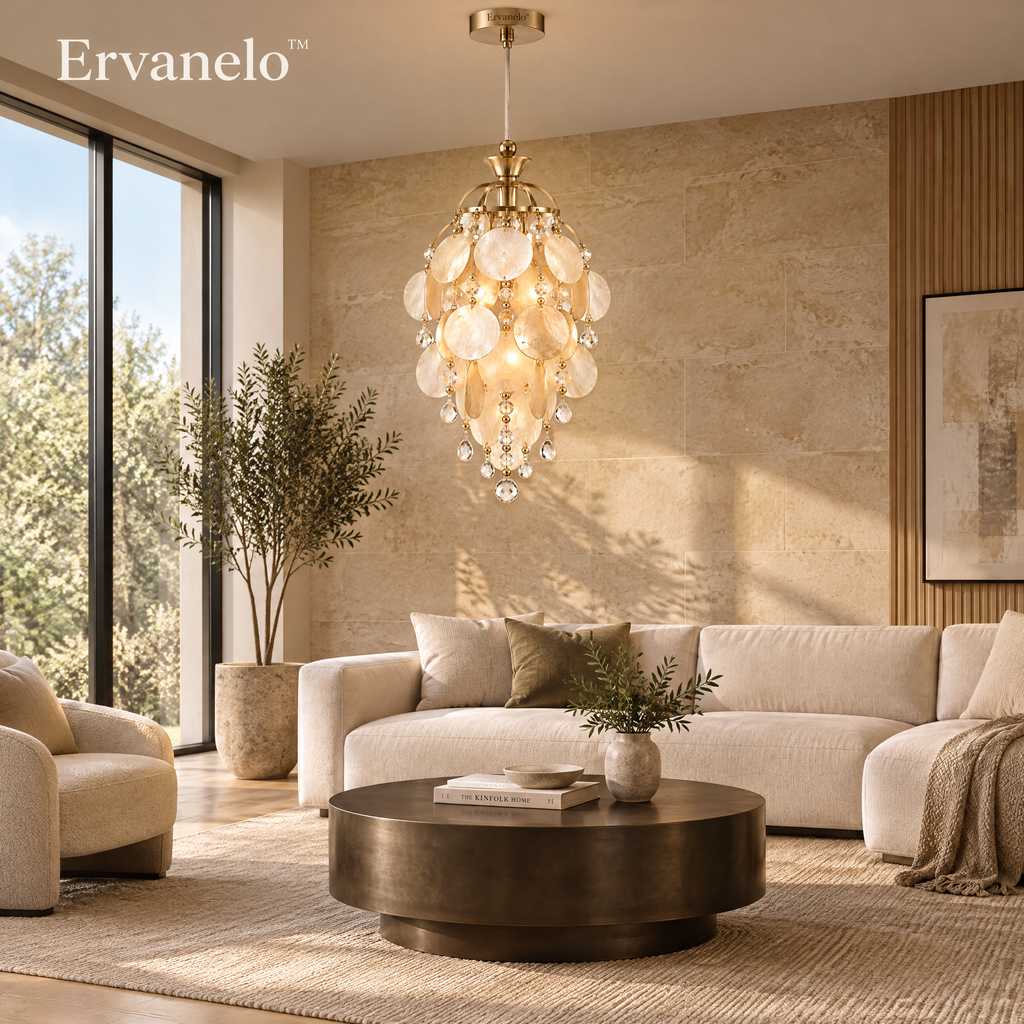 Ervanelo™ Elara 7-Light Crystal Leaf Chandelier