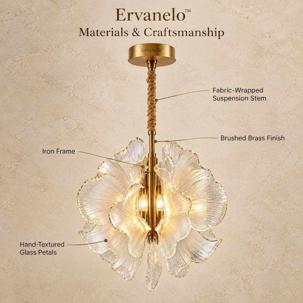 Ervanelo™ Aurelia 3-Light Petal Glass Pendant Chandelier