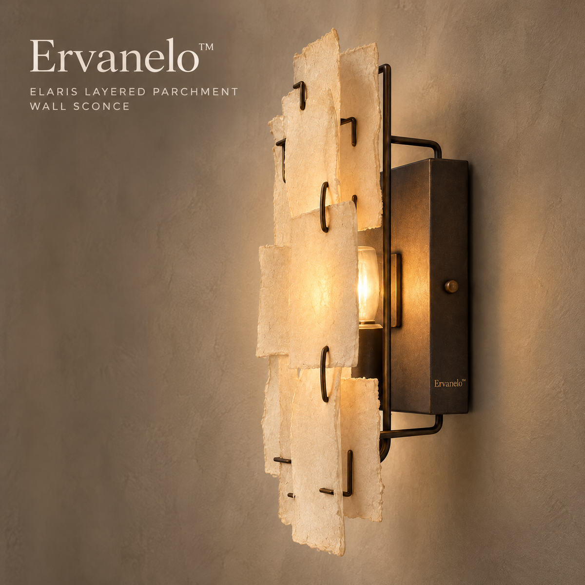 Ervanelo™ Elaris Layered Parchment Wall Sconce