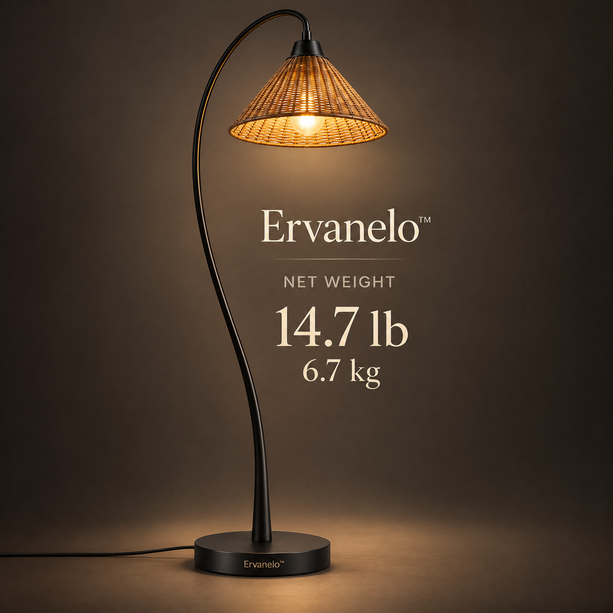 Ervanelo™ Solis Woven Arc Floor Lamp